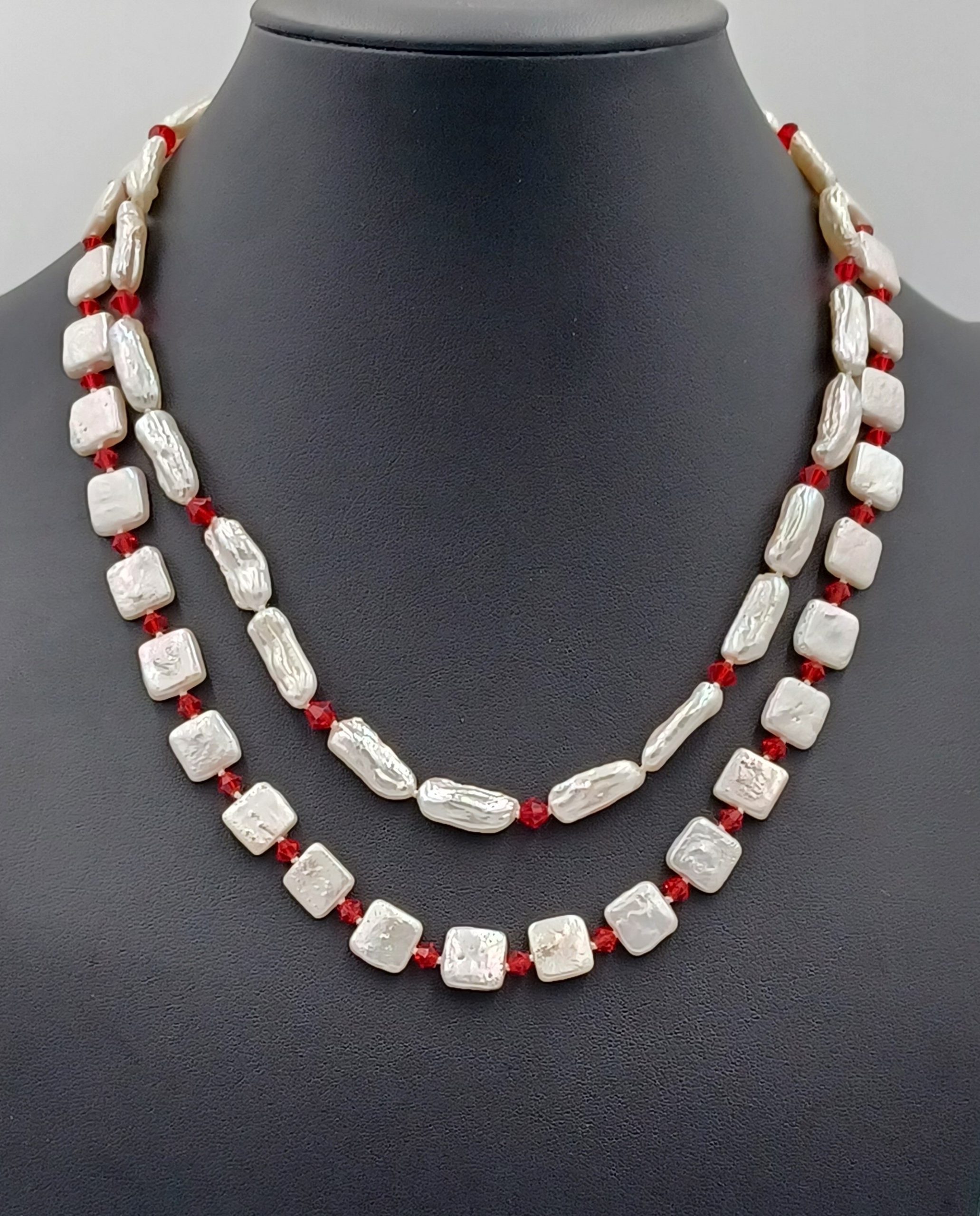 Karen Double Strand Biwa & Square Pearl Necklace - Image 5