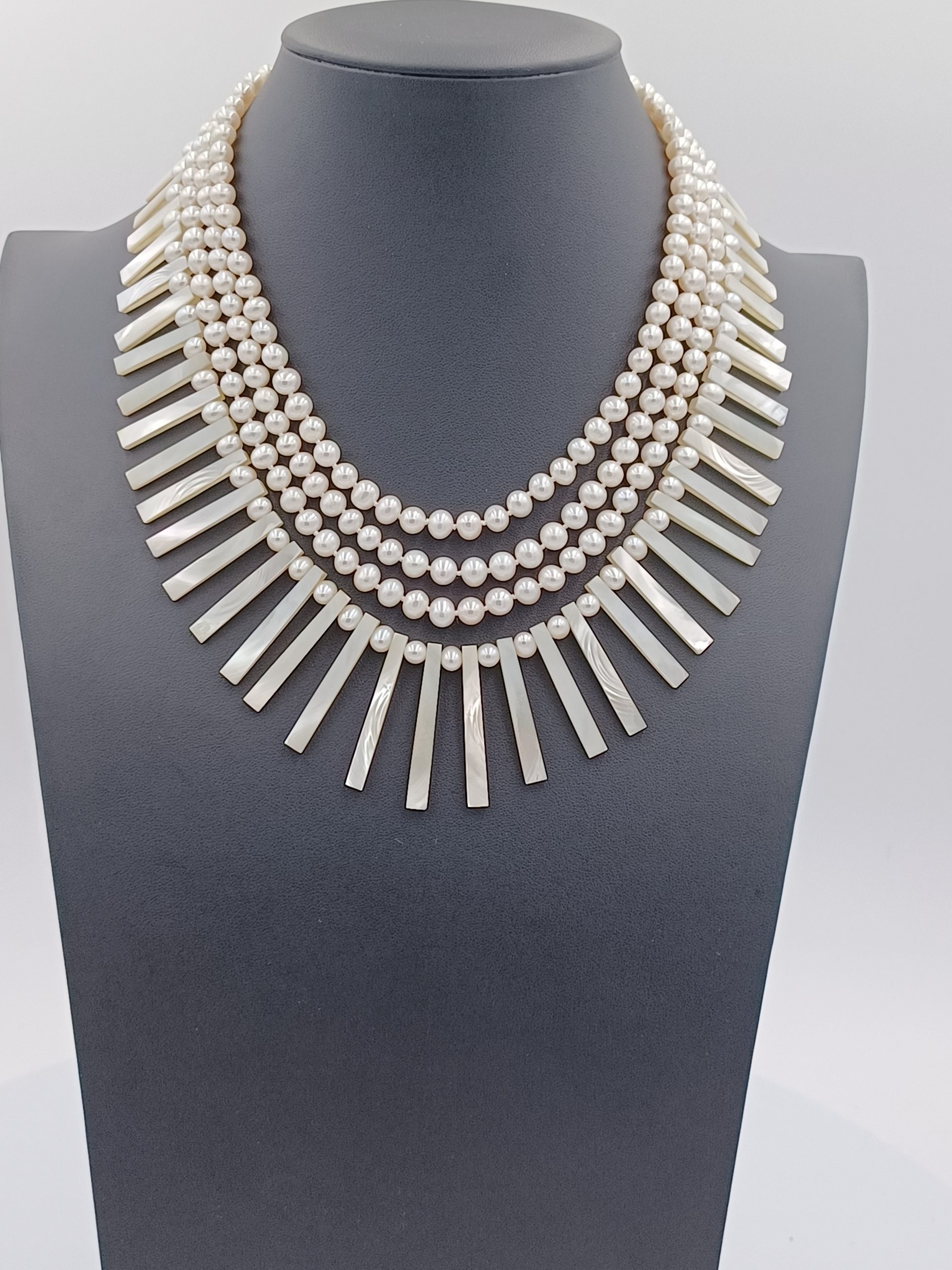 Angle Multi Strand Pearl Necklace - Image 4