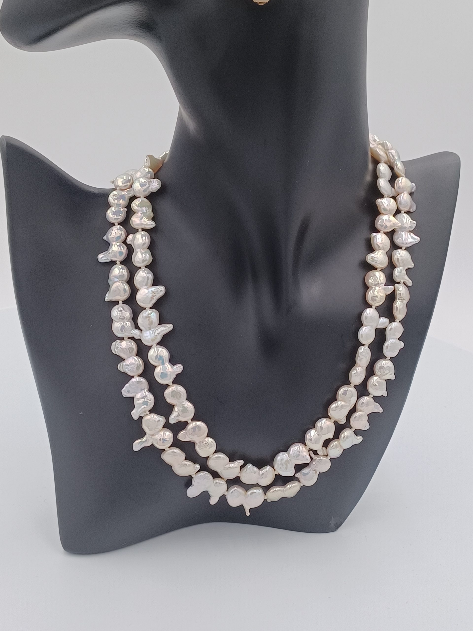 Ava Double Strand Twin Baroque Pearl Necklace - Image 8