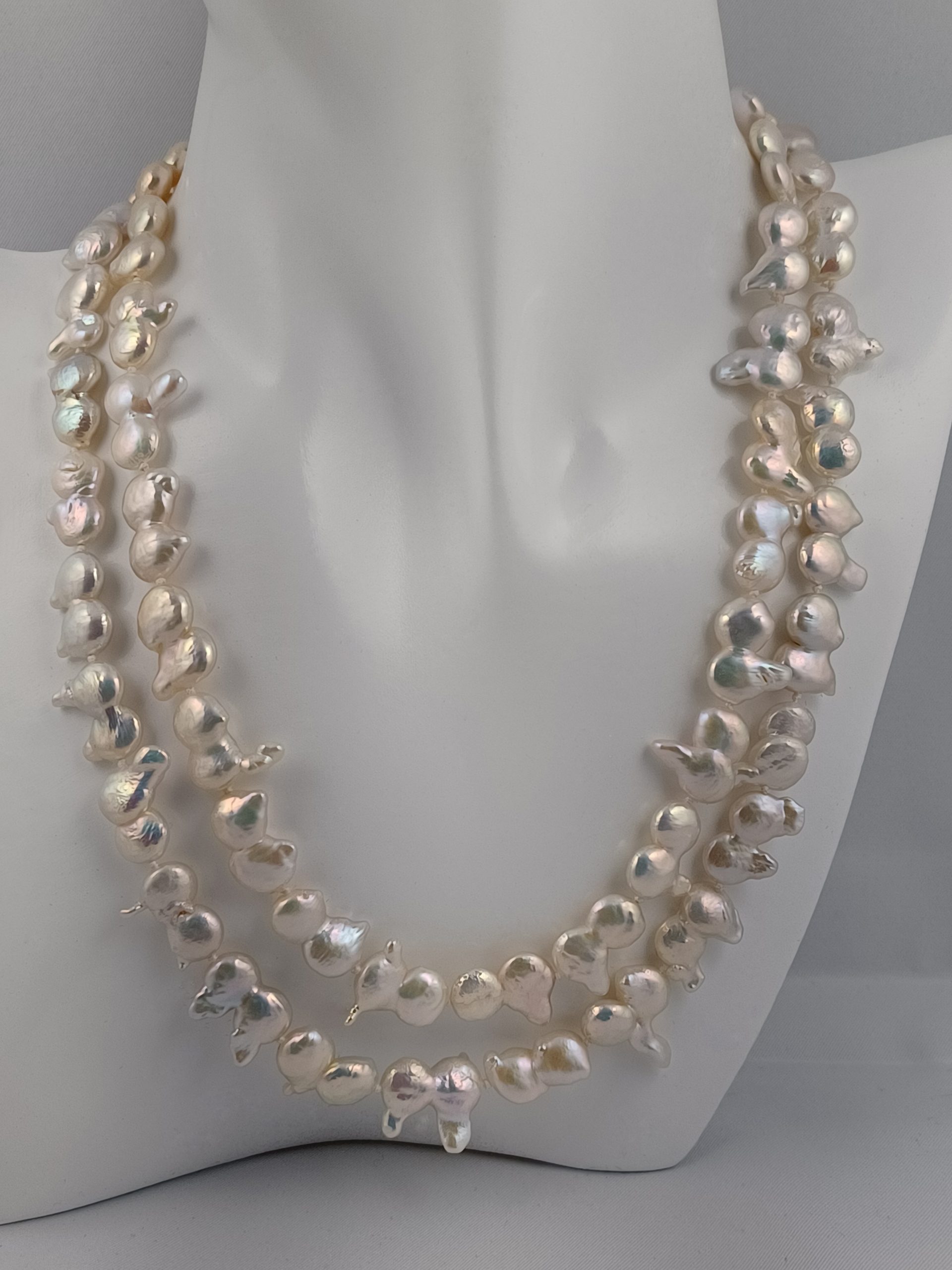 Ava Double Strand Twin Baroque Pearl Necklace - Image 6