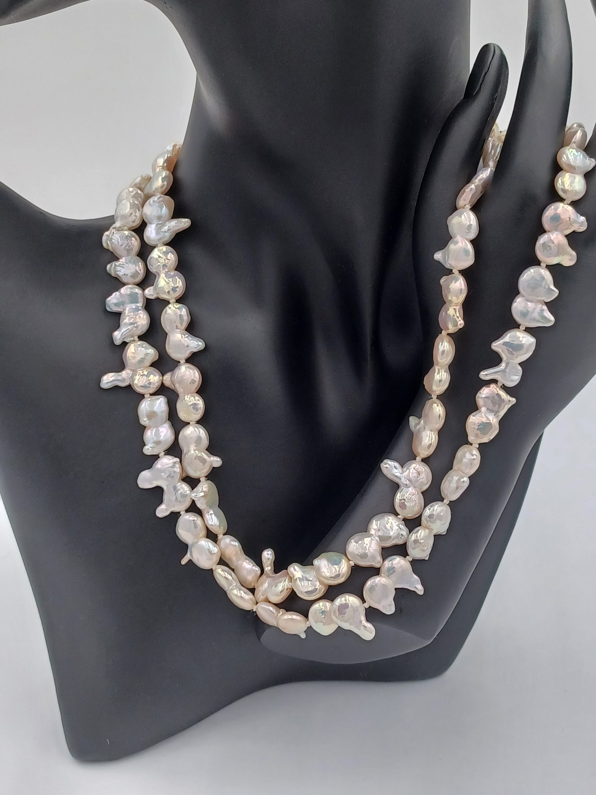 Ava Double Strand Twin Baroque Pearl Necklace - Image 2