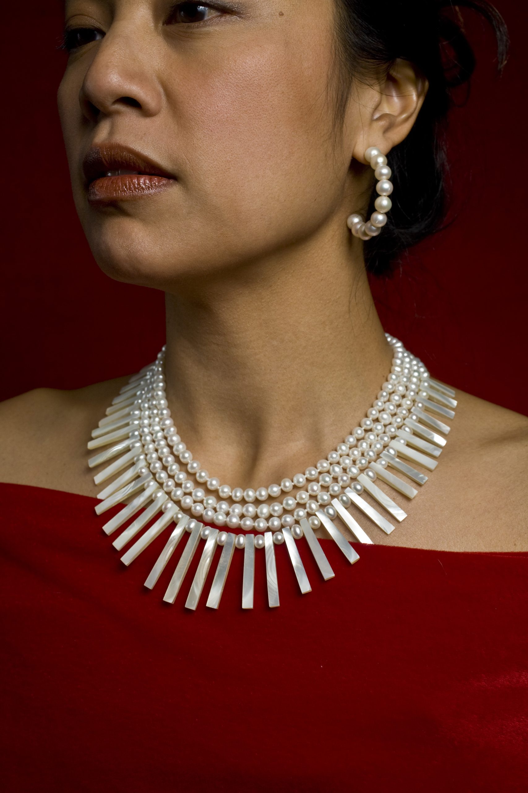 Angle Multi Strand Pearl Necklace - Image 3